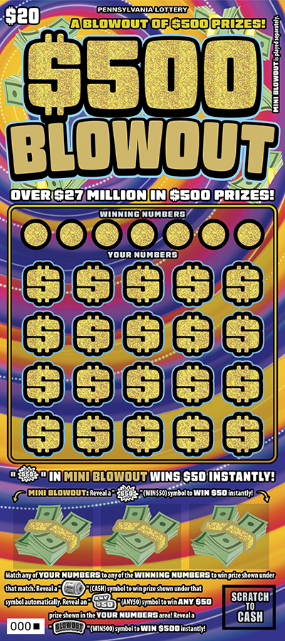 $500 Blowout (PA‑1774) scratch-off from Pennsylvania Lottery