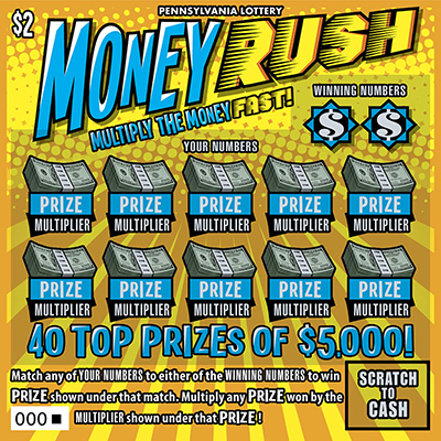 Money Rush (PA‑1778) scratch-off from Pennsylvania Lottery