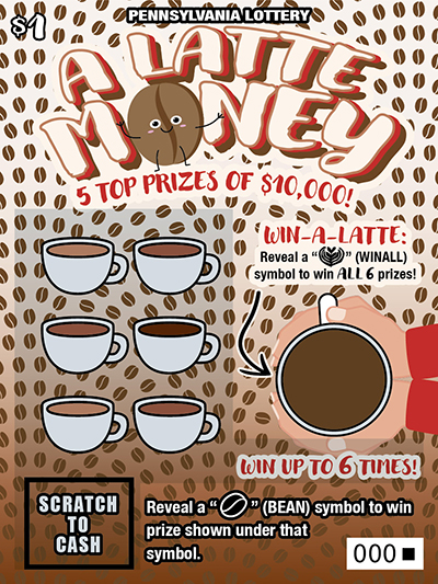 A Latte Money (PA‑1779) scratch-off from Pennsylvania Lottery
