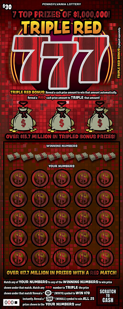 Triple Red 777 (PA‑1780) scratch-off from Pennsylvania Lottery