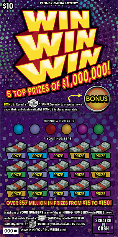 Win Win Win (PA‑1781) scratch-off from Pennsylvania Lottery