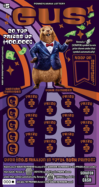 GUS® (PA‑1782) scratch-off from Pennsylvania Lottery