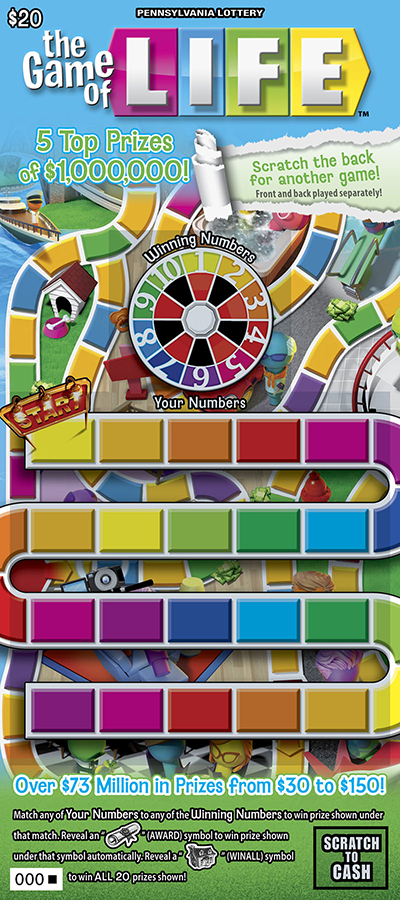 THE GAME OF LIFE (PA‑1785) scratch-off from Pennsylvania Lottery