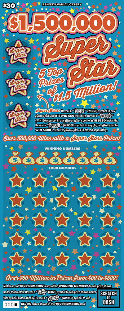 $1,500,000 SUPER STAR scratch-off ticket