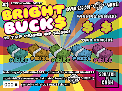 BRIGHT BUCK$ scratch-off ticket
