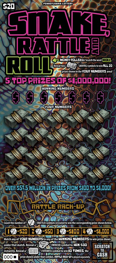 Snake, Rattle and Roll (PA‑1797) scratch-off from Pennsylvania Lottery