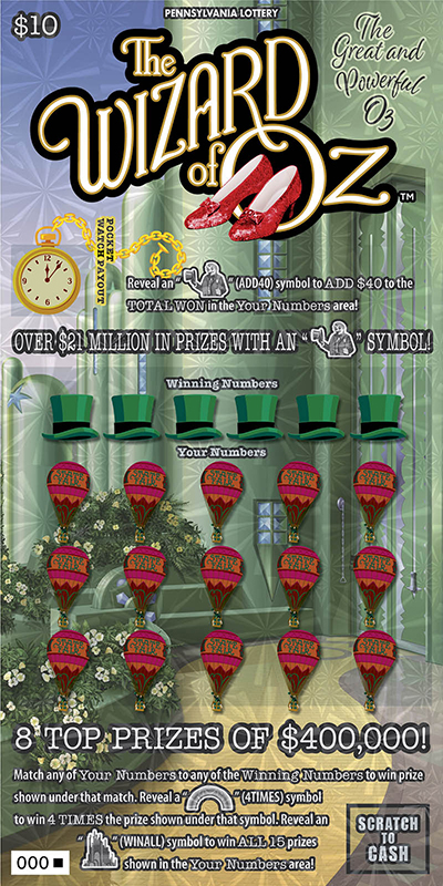 THE WIZARD OF OZ™ THE GREAT AND POWERFUL OZ (PA‑1798) scratch-off from Pennsylvania Lottery