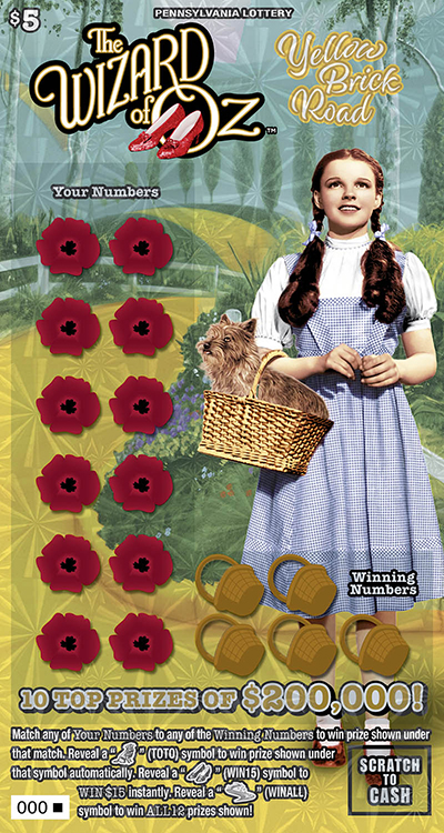 THE WIZARD OF OZ™ YELLOW BRICK ROAD (PA‑1799) scratch-off from Pennsylvania Lottery
