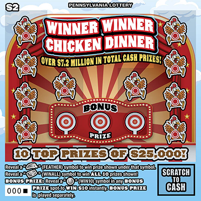 Winner Winner Chicken Dinner (PA‑1800) scratch-off from Pennsylvania Lottery