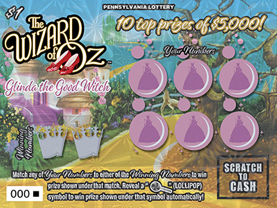 THE WIZARD OF OZ™ GLINDA THE GOOD WITCH (PA‑1801) scratch-off from Pennsylvania Lottery