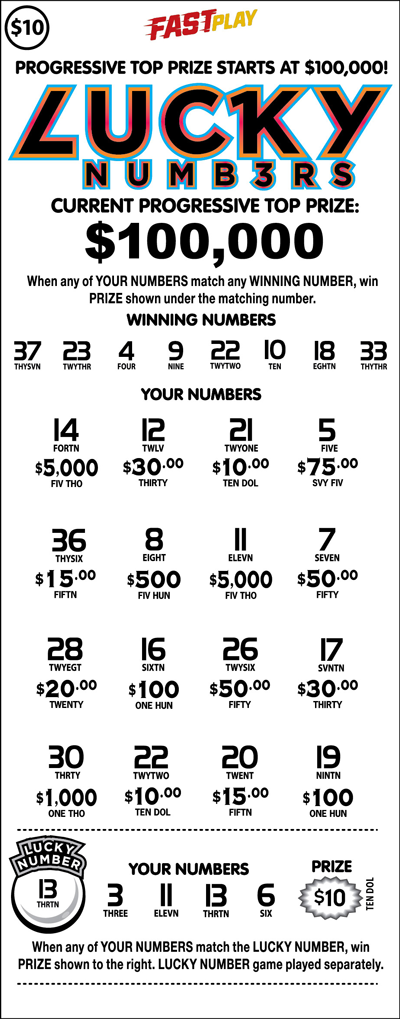 Pennsylvania Lottery - Fast Play - Lucky Numbers