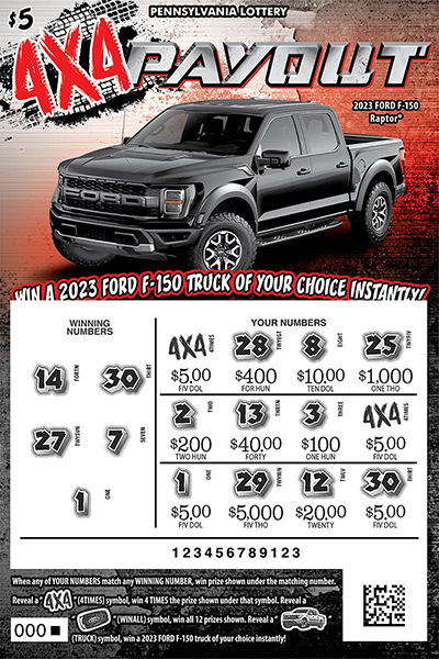Pa Raffle Play PA Lottery Scratch-Offs - 4 X 4 Payout