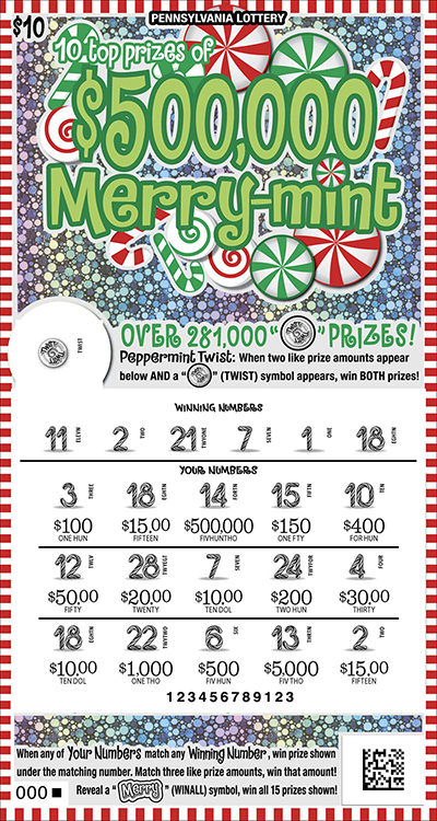 May Pa Raffle Play PA Lottery Scratch-Offs - $500,000 Merry-mint