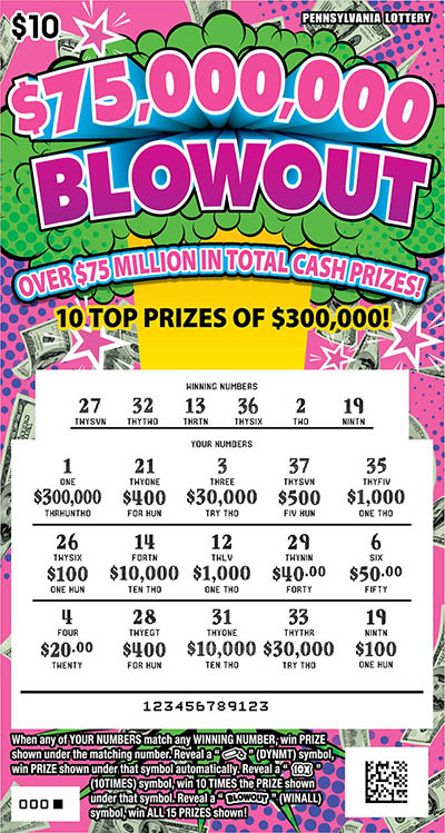 Play PA Lottery Scratch-Offs - $75,000,000 Blowout